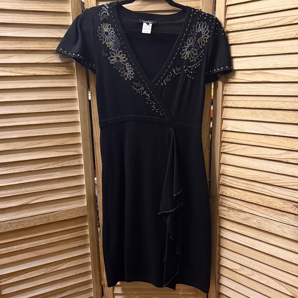 Nanette Lepore Black Dress with Floral Embroidery